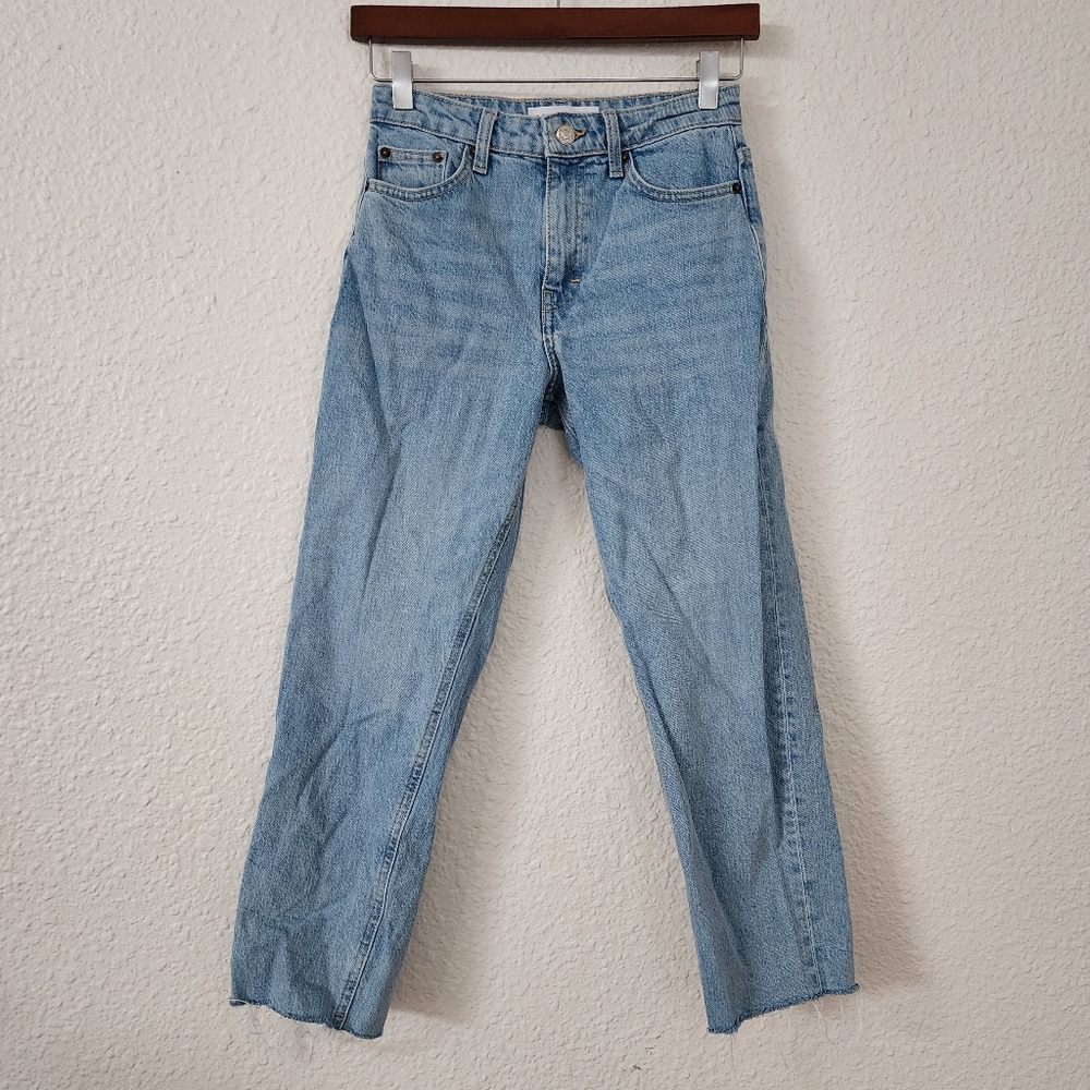 Topshop High Waisted Straight Leg Jeans Light Wash Women's Size 25 - Picture 1 of 6